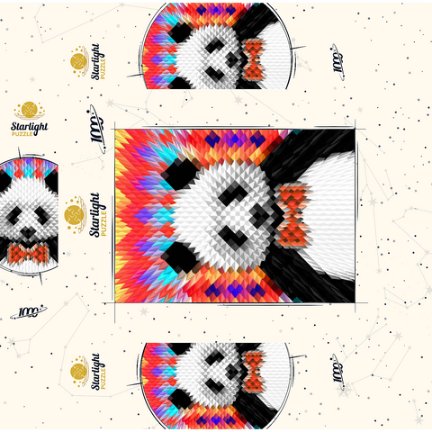 Colorful Geometric Panda with Vibrant Pattern 1000 Jigsaw Puzzle box 3D Modell