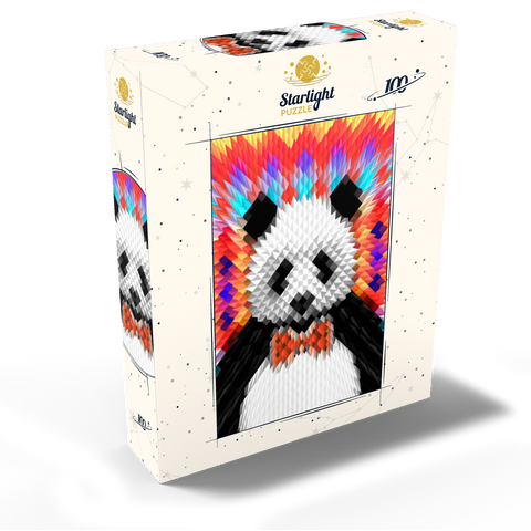 Colorful Geometric Panda with Vibrant Pattern 100 Jigsaw Puzzle box view2