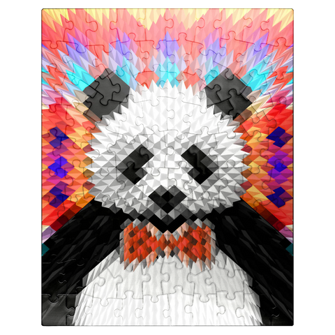puzzleplate Colorful Geometric Panda with Vibrant Pattern 100 Jigsaw Puzzle