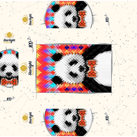 Colorful Geometric Panda with Vibrant Pattern 100 Jigsaw Puzzle box 3D Modell