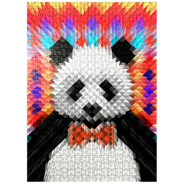 puzzleplate Colorful Geometric Panda with Vibrant Pattern 500 Jigsaw Puzzle