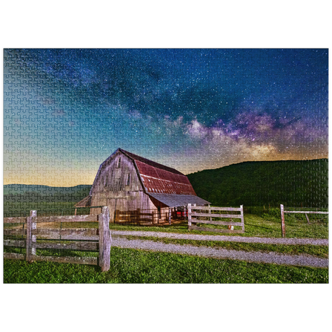 puzzleplate Rustic Barn Under the Milky Way 1000 Jigsaw Puzzle
