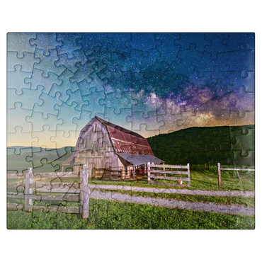 puzzleplate Rustic Barn Under the Milky Way 100 Jigsaw Puzzle