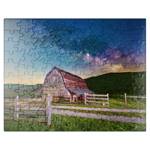 puzzleplate Rustic Barn Under the Milky Way 100 Jigsaw Puzzle