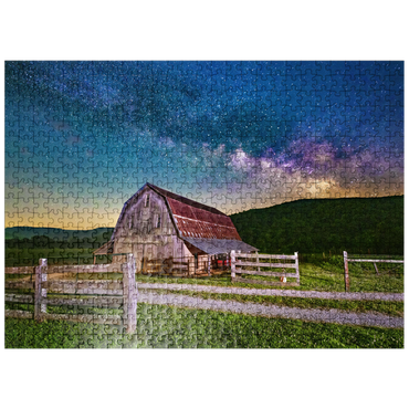 puzzleplate Rustic Barn Under the Milky Way 500 Jigsaw Puzzle