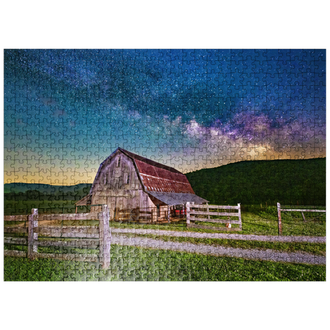 puzzleplate Rustic Barn Under the Milky Way 500 Jigsaw Puzzle