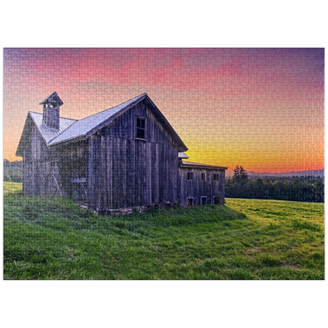 puzzleplate Rustic Barn at Sunset - Tranquil Countryside Scene 1000 Jigsaw Puzzle