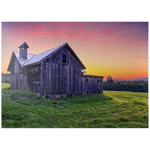 puzzleplate Rustic Barn at Sunset - Tranquil Countryside Scene 1000 Jigsaw Puzzle