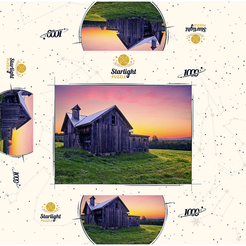 Rustic Barn at Sunset - Tranquil Countryside Scene 1000 Jigsaw Puzzle box 3D Modell