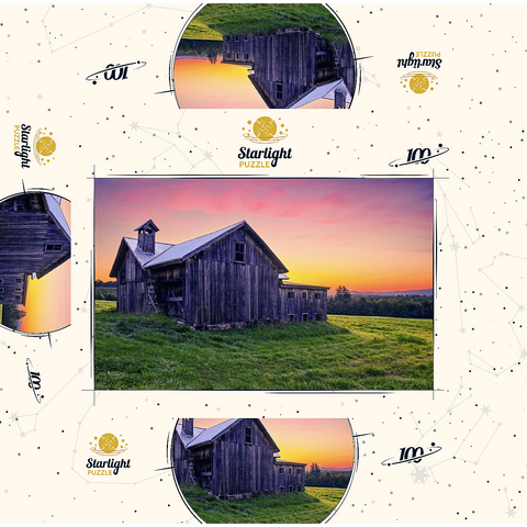 Rustic Barn at Sunset - Tranquil Countryside Scene 100 Jigsaw Puzzle box 3D Modell