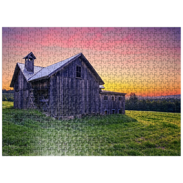 puzzleplate Rustic Barn at Sunset - Tranquil Countryside Scene 500 Jigsaw Puzzle