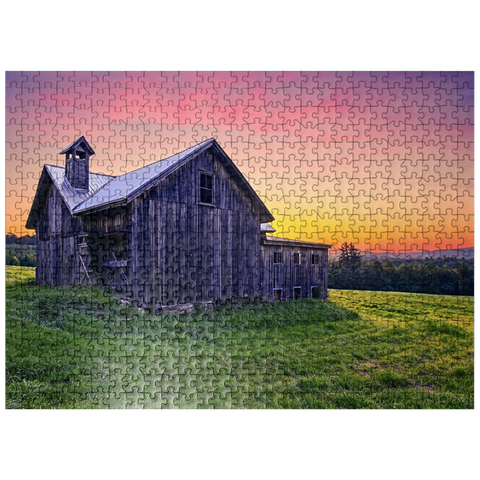 puzzleplate Rustic Barn at Sunset - Tranquil Countryside Scene 500 Jigsaw Puzzle