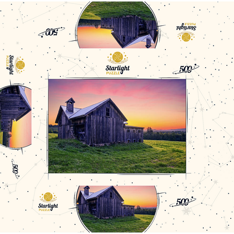 Rustic Barn at Sunset - Tranquil Countryside Scene 500 Jigsaw Puzzle box 3D Modell