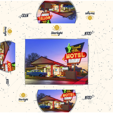 Desert Hills Motel - Classic Route 66 Neon Nostalgia 1000 Jigsaw Puzzle box 3D Modell