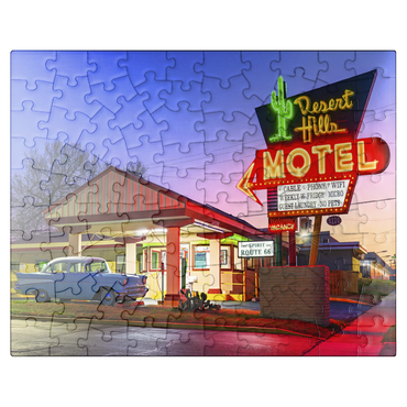 puzzleplate Desert Hills Motel - Classic Route 66 Neon Nostalgia 100 Jigsaw Puzzle