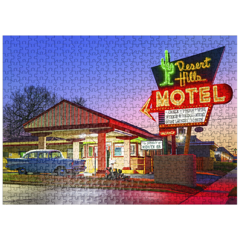 puzzleplate Desert Hills Motel - Classic Route 66 Neon Nostalgia 500 Jigsaw Puzzle
