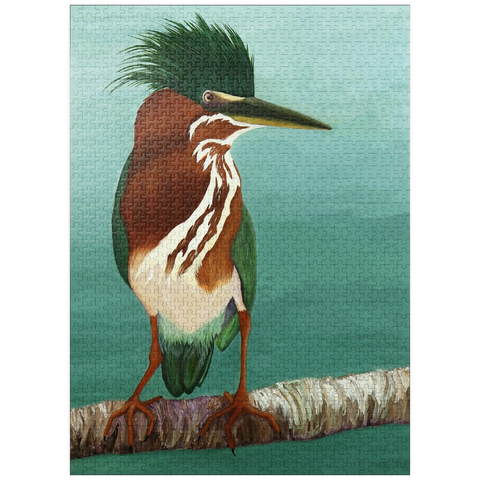 puzzleplate Green Heron on Branch with Vibrant Plumage 1000 Jigsaw Puzzle