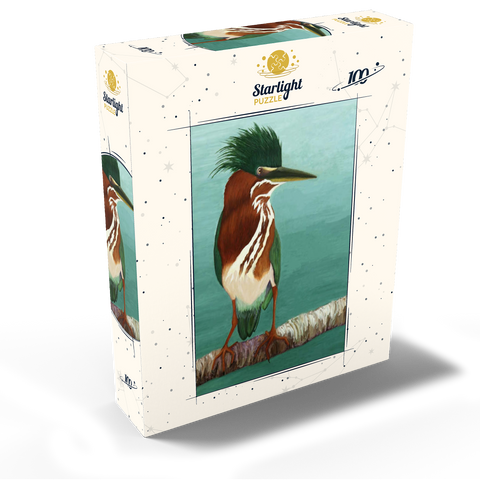 Green Heron on Branch with Vibrant Plumage 100 Jigsaw Puzzle box view2
