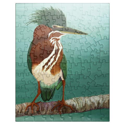 puzzleplate Green Heron on Branch with Vibrant Plumage 100 Jigsaw Puzzle