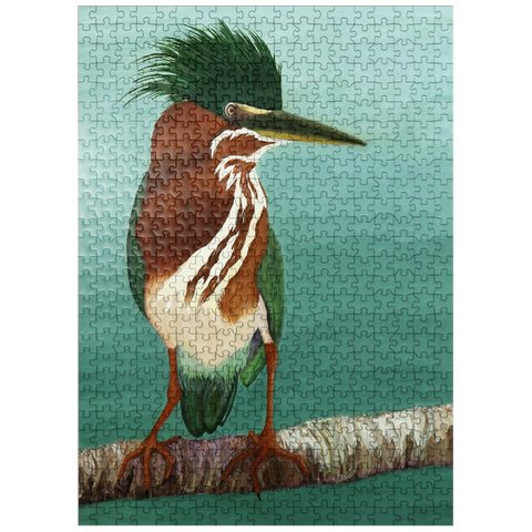 puzzleplate Green Heron on Branch with Vibrant Plumage 500 Jigsaw Puzzle