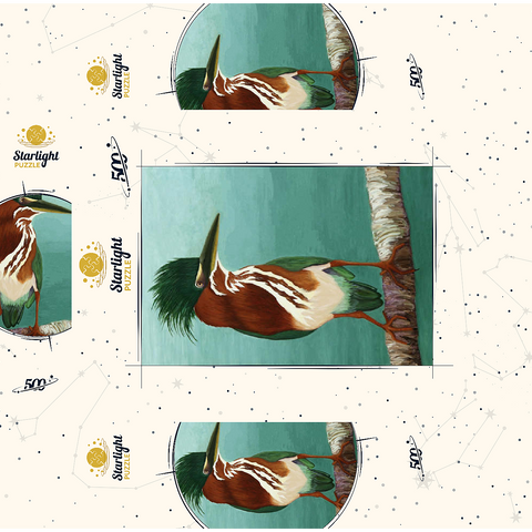 Green Heron on Branch with Vibrant Plumage 500 Jigsaw Puzzle box 3D Modell