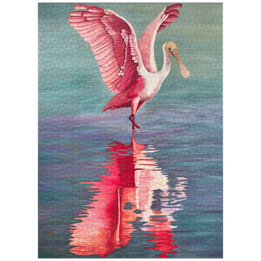 puzzleplate Roseate Spoonbill with Reflective Water 1000 Jigsaw Puzzle