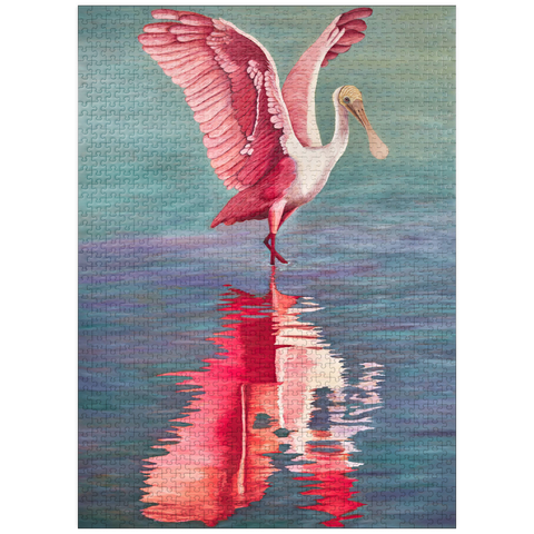 puzzleplate Roseate Spoonbill with Reflective Water 1000 Jigsaw Puzzle