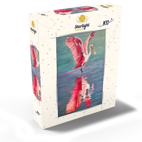 Roseate Spoonbill with Reflective Water 100 Jigsaw Puzzle box view2