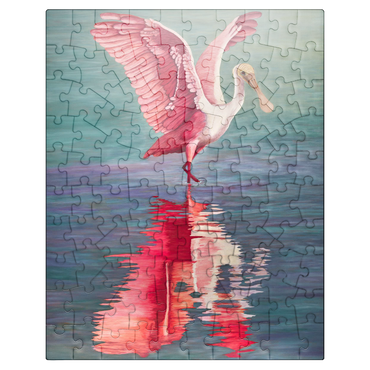 puzzleplate Roseate Spoonbill with Reflective Water 100 Jigsaw Puzzle