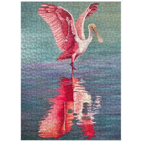 puzzleplate Roseate Spoonbill with Reflective Water 500 Jigsaw Puzzle