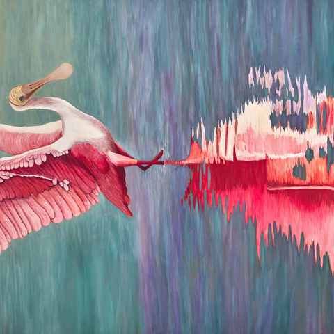 Roseate Spoonbill with Reflective Water 500 Jigsaw Puzzle 3D Modell