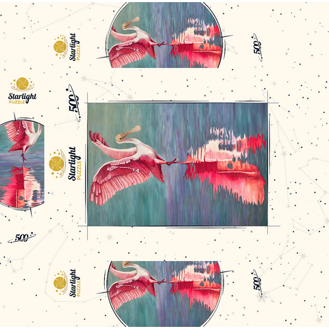 Roseate Spoonbill with Reflective Water 500 Jigsaw Puzzle box 3D Modell