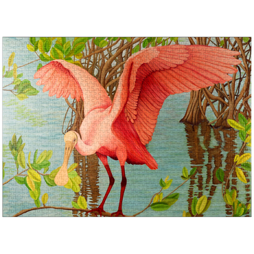 puzzleplate Roseate Spoonbill in Mangrove Habitat 1000 Jigsaw Puzzle