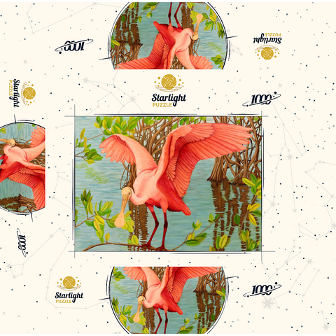 Roseate Spoonbill in Mangrove Habitat 1000 Jigsaw Puzzle box 3D Modell