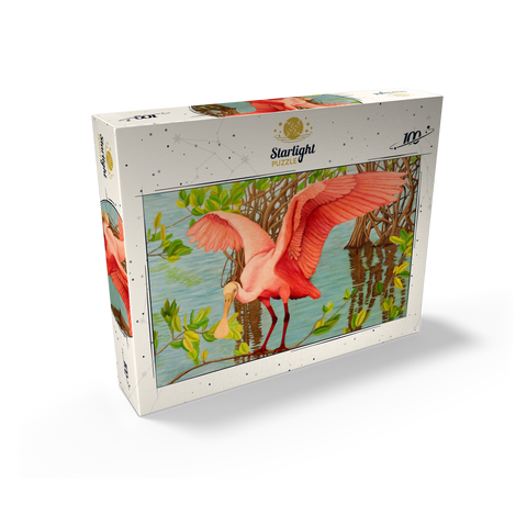Roseate Spoonbill in Mangrove Habitat 100 Jigsaw Puzzle box view2