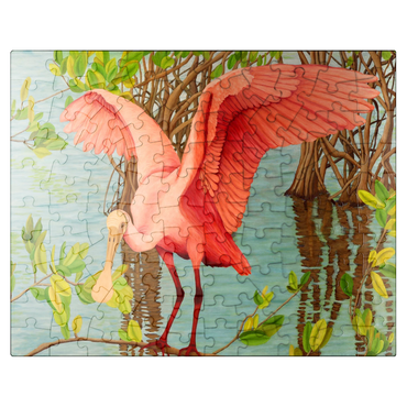 puzzleplate Roseate Spoonbill in Mangrove Habitat 100 Jigsaw Puzzle