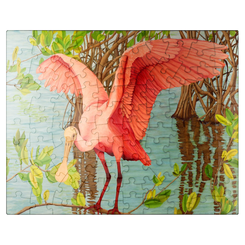 puzzleplate Roseate Spoonbill in Mangrove Habitat 100 Jigsaw Puzzle