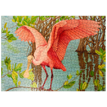 puzzleplate Roseate Spoonbill in Mangrove Habitat 500 Jigsaw Puzzle