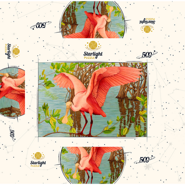 Roseate Spoonbill in Mangrove Habitat 500 Jigsaw Puzzle box 3D Modell