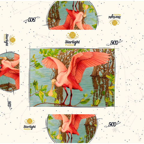 Roseate Spoonbill in Mangrove Habitat 500 Jigsaw Puzzle box 3D Modell