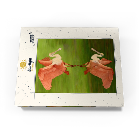 Roseate Spoonbill with Mirror Reflection 1000 Jigsaw Puzzle box view3