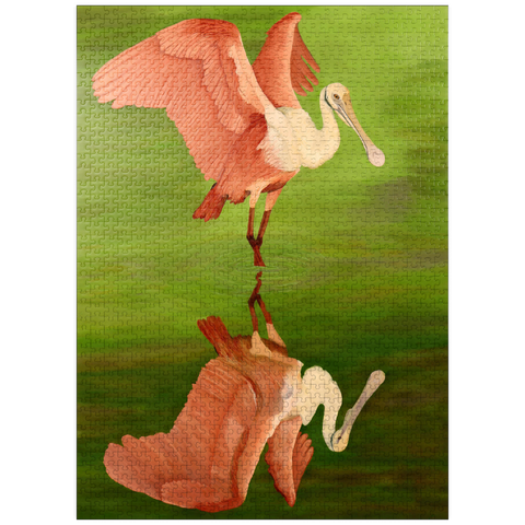 puzzleplate Roseate Spoonbill with Mirror Reflection 1000 Jigsaw Puzzle