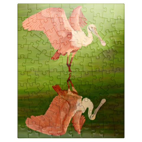 puzzleplate Roseate Spoonbill with Mirror Reflection 100 Jigsaw Puzzle