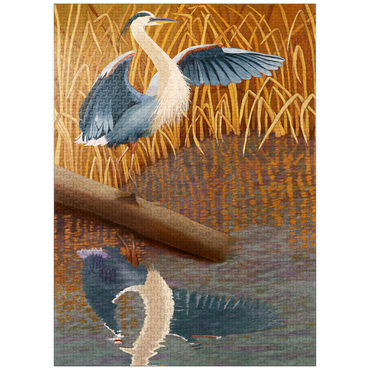 puzzleplate Great Blue Heron in Marshland Reflection 1000 Jigsaw Puzzle