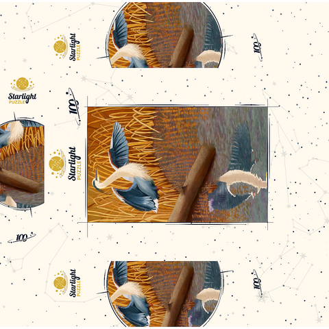 Great Blue Heron in Marshland Reflection 100 Jigsaw Puzzle box 3D Modell