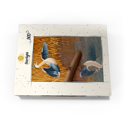 Great Blue Heron in Marshland Reflection 500 Jigsaw Puzzle box view3
