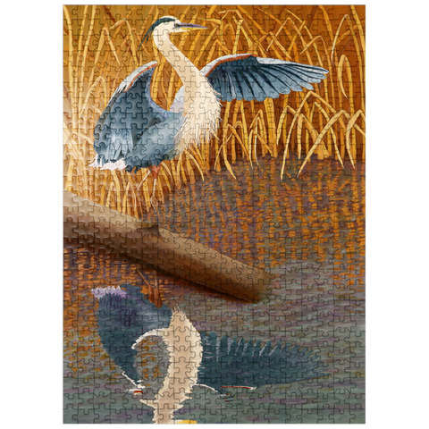 puzzleplate Great Blue Heron in Marshland Reflection 500 Jigsaw Puzzle