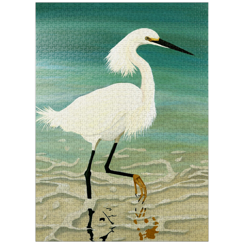 puzzleplate Snowy Egret Walking in Shallow Waters 1000 Jigsaw Puzzle
