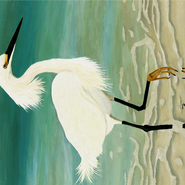Snowy Egret Walking in Shallow Waters 1000 Jigsaw Puzzle 3D Modell