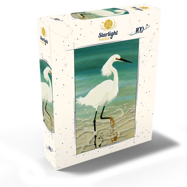 Snowy Egret Walking in Shallow Waters 100 Jigsaw Puzzle box view2